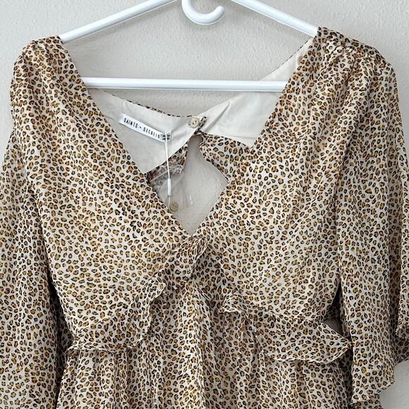 New Saints + Secrets babydoll open back ruffle flutter animal print Mobwife M - Picture 4 of 12